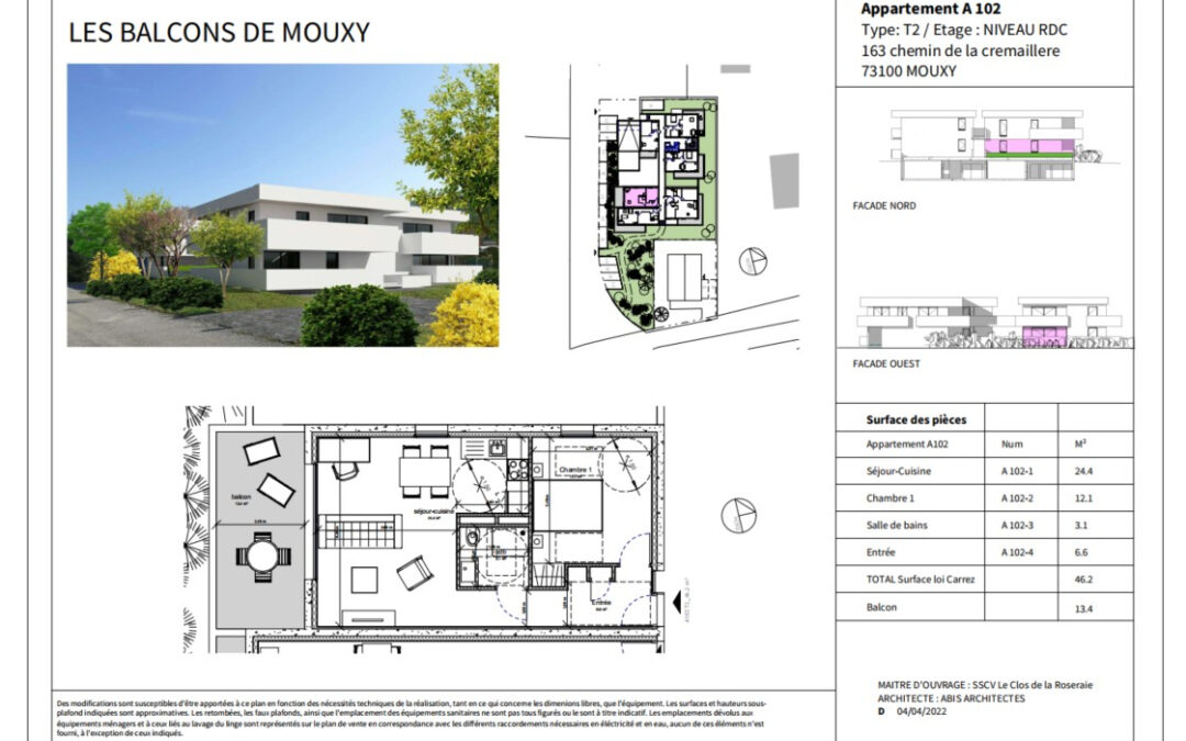Appartement 2 pièces de 46.2 m² à Mouxy